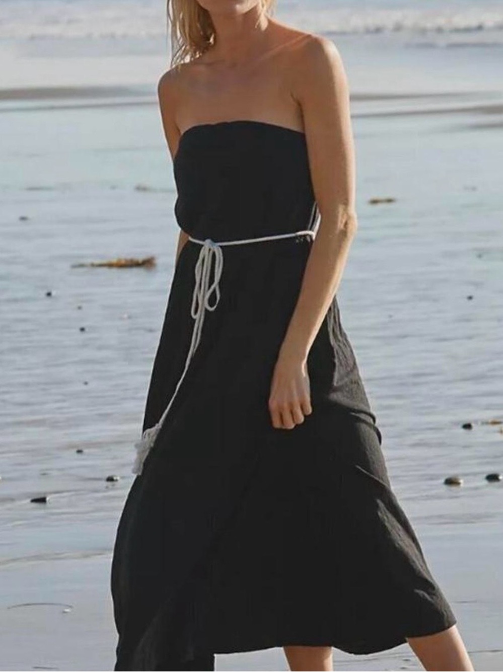 Free People Beach Strapless Black Maxi Dress